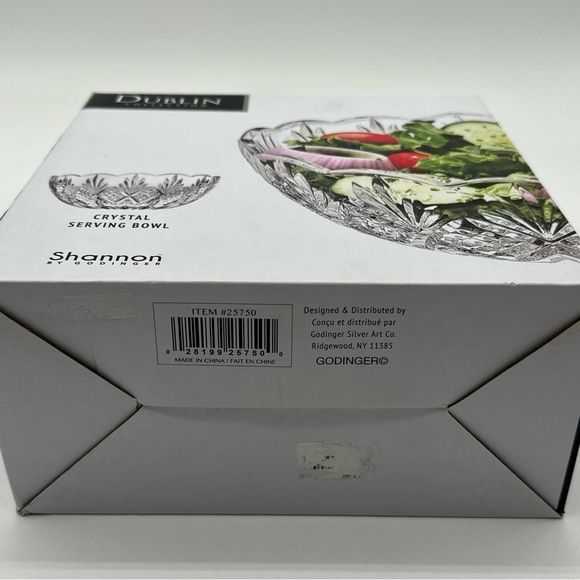 New Godinger Dublin Collection Crystal Serving Bowl 8.5" NIB by Shannon - Picture 2 of 5